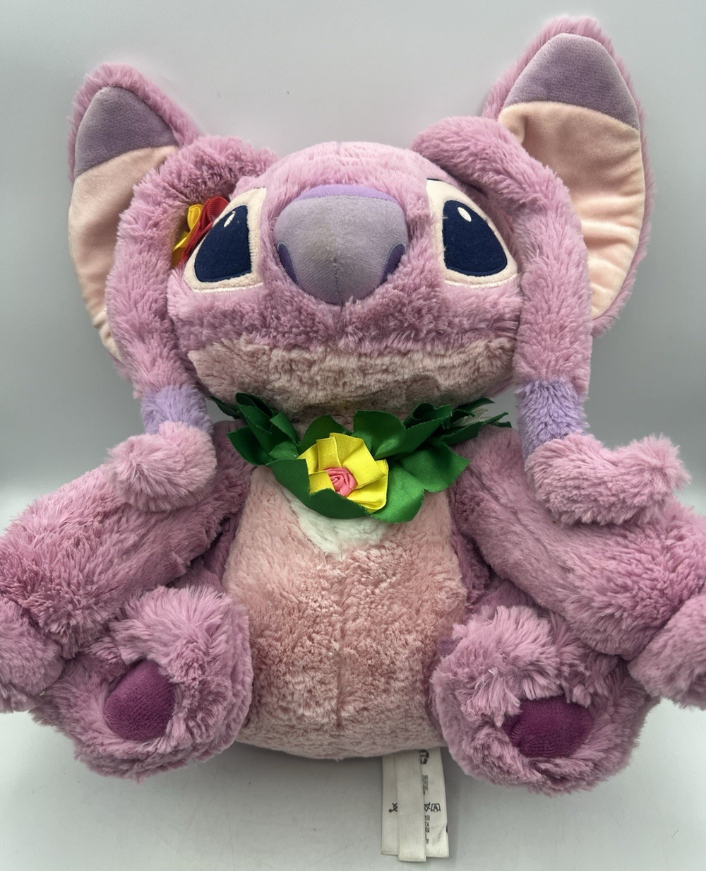 Disney Angel Stitch Plush Pink Stuffed Animal Flower Lei Lilo & Stitch Toy